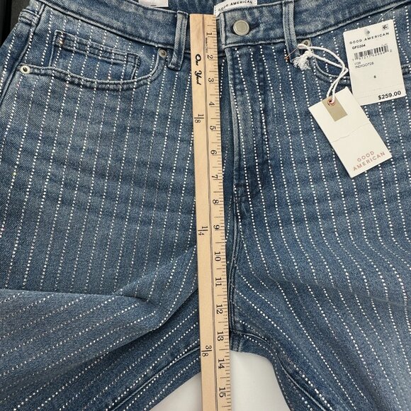 Good American Good Ease Womens Sz 6 Wide Leg Jeans Rhinestones Mid Rise NEW!! - Picture 16 of 16
